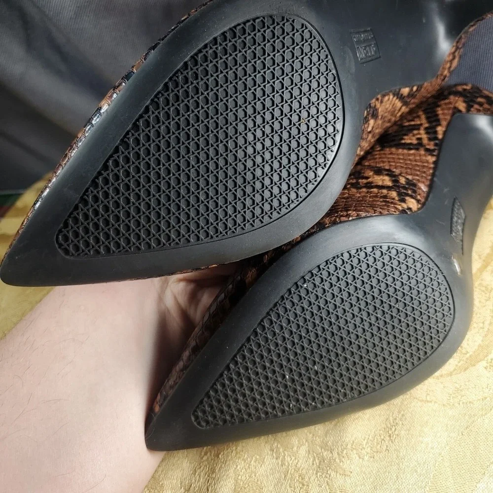 Alfani 8.5M Step N Flex Pumps Womens Brown Snakeskin Pointed Toe Office Wear‎